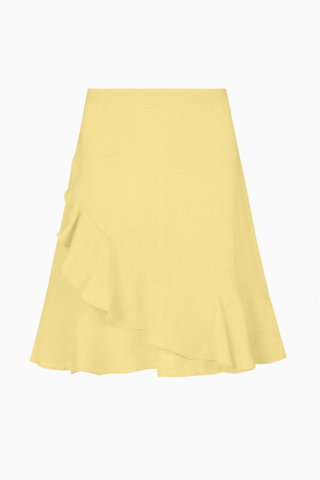 The Carrie Ruffled Mini Skirt in yellow