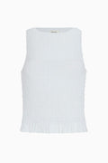 The Aya Smocked Tank Top in white