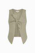 The Lucia Tie Vest in oatmeal