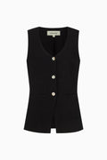 The Rosalie Buttoned Vest in black