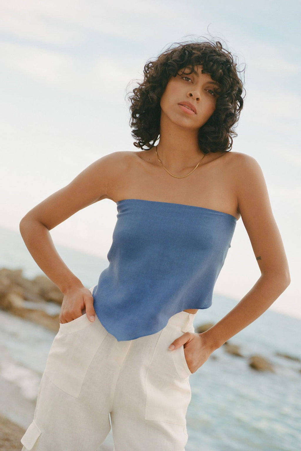 The Ida Scarf Top in klein blue
