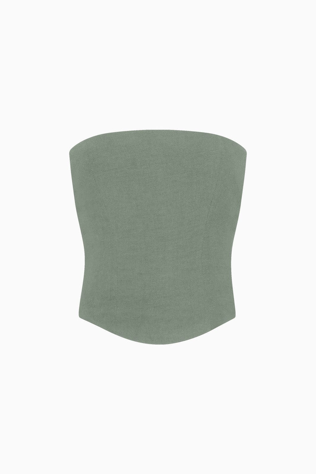 The Pippa Cropped Bandeau Bustier Top in olive green