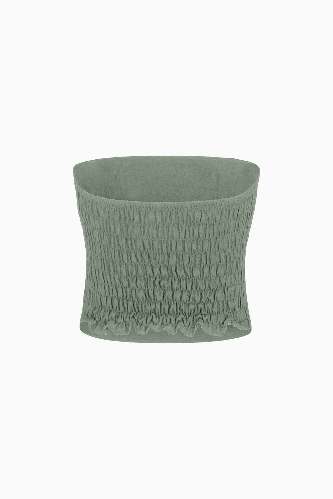 The Pippa Cropped Bandeau Bustier Top in olive green