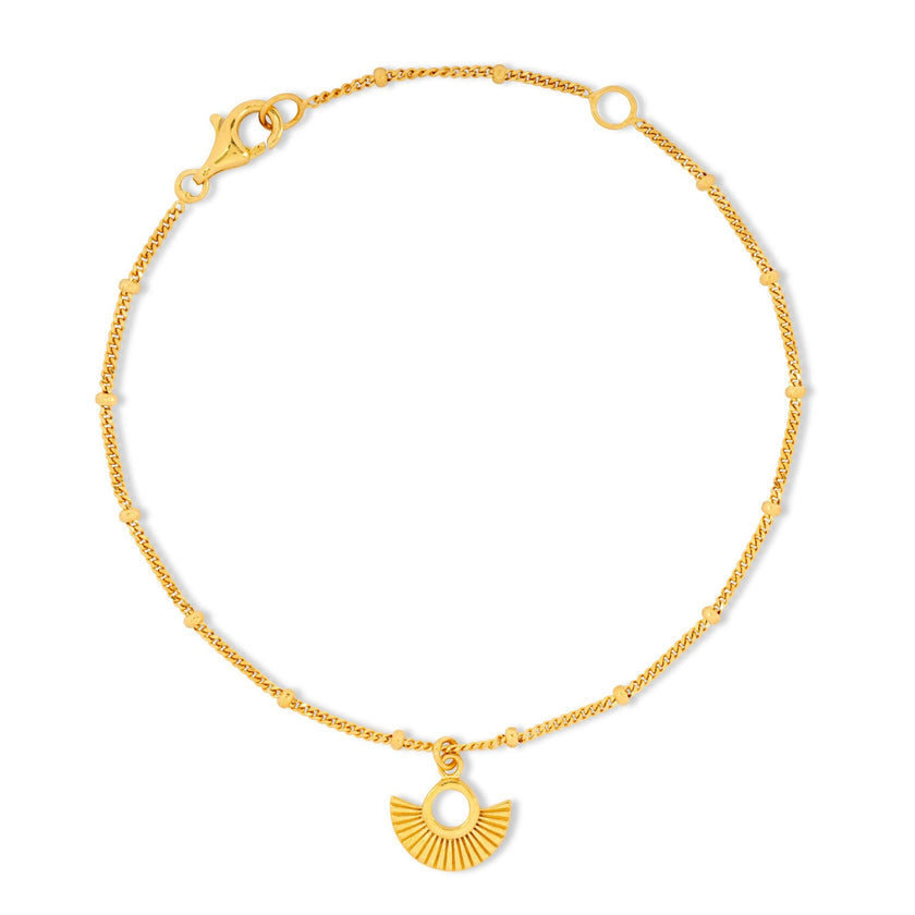 Art Deco Fan Gold Satellite Chain Bracelet