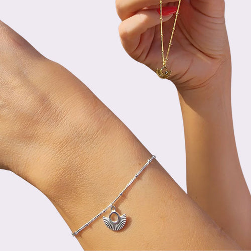 Art Deco Fan Silver Satellite Chain Bracelet