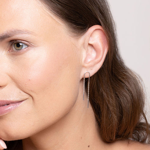 Asymmetrical Arch Sterling Silver Stud Earrings