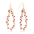 Hydra Large Teardrop Wire-Wrapped Gemstone Earrings Moonstone, Rose Quartz, Pink Jade and Pink Tourmaline