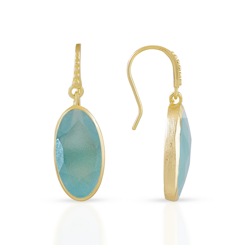 Charis Oval Gemstone Earrings Pariba Onyx