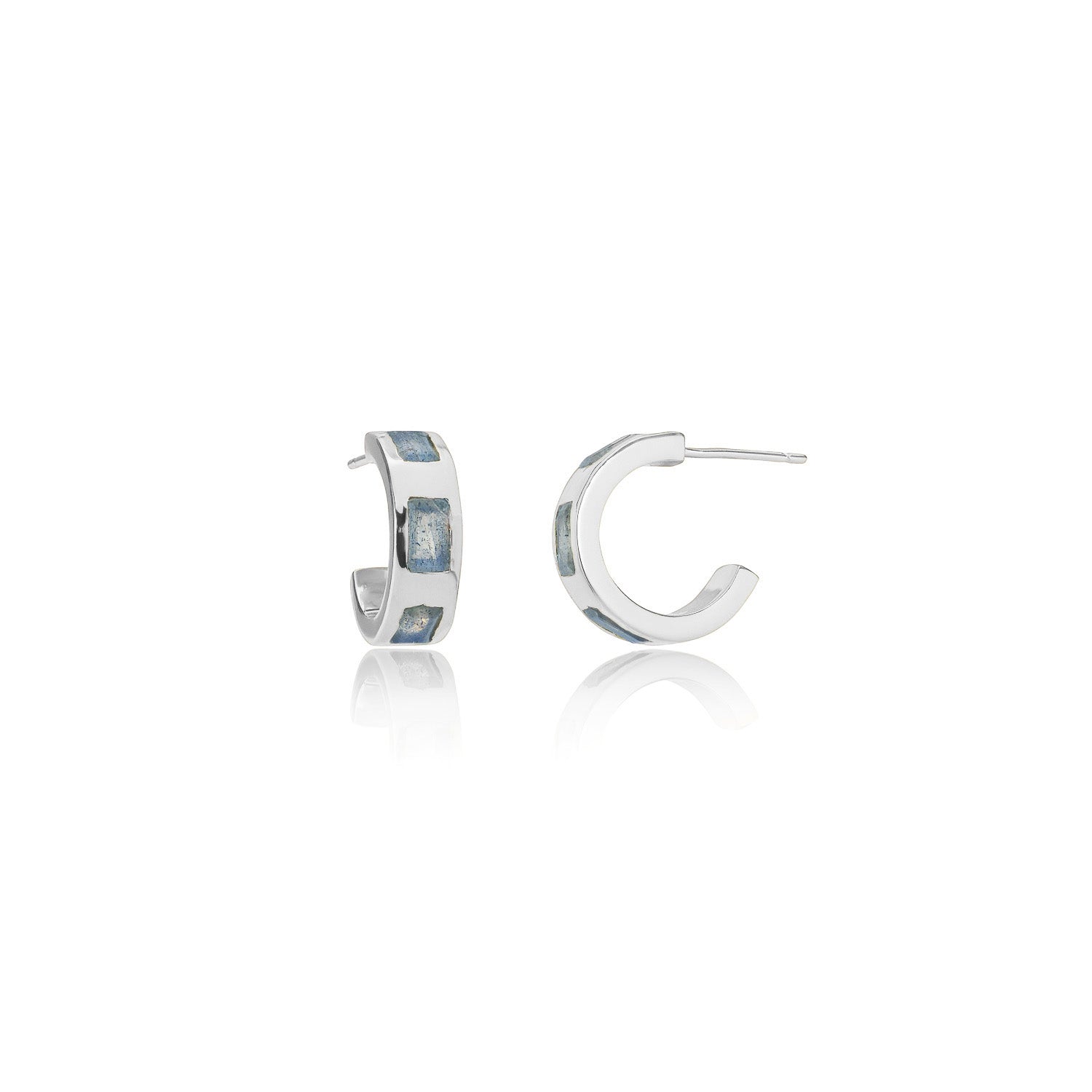 Cora Chunky Huggie Hoops Zilver Labradoriet