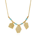Athena Thetis Gemstone and Textured Charm Necklace Apatite/Peach Agate/Tourmaline