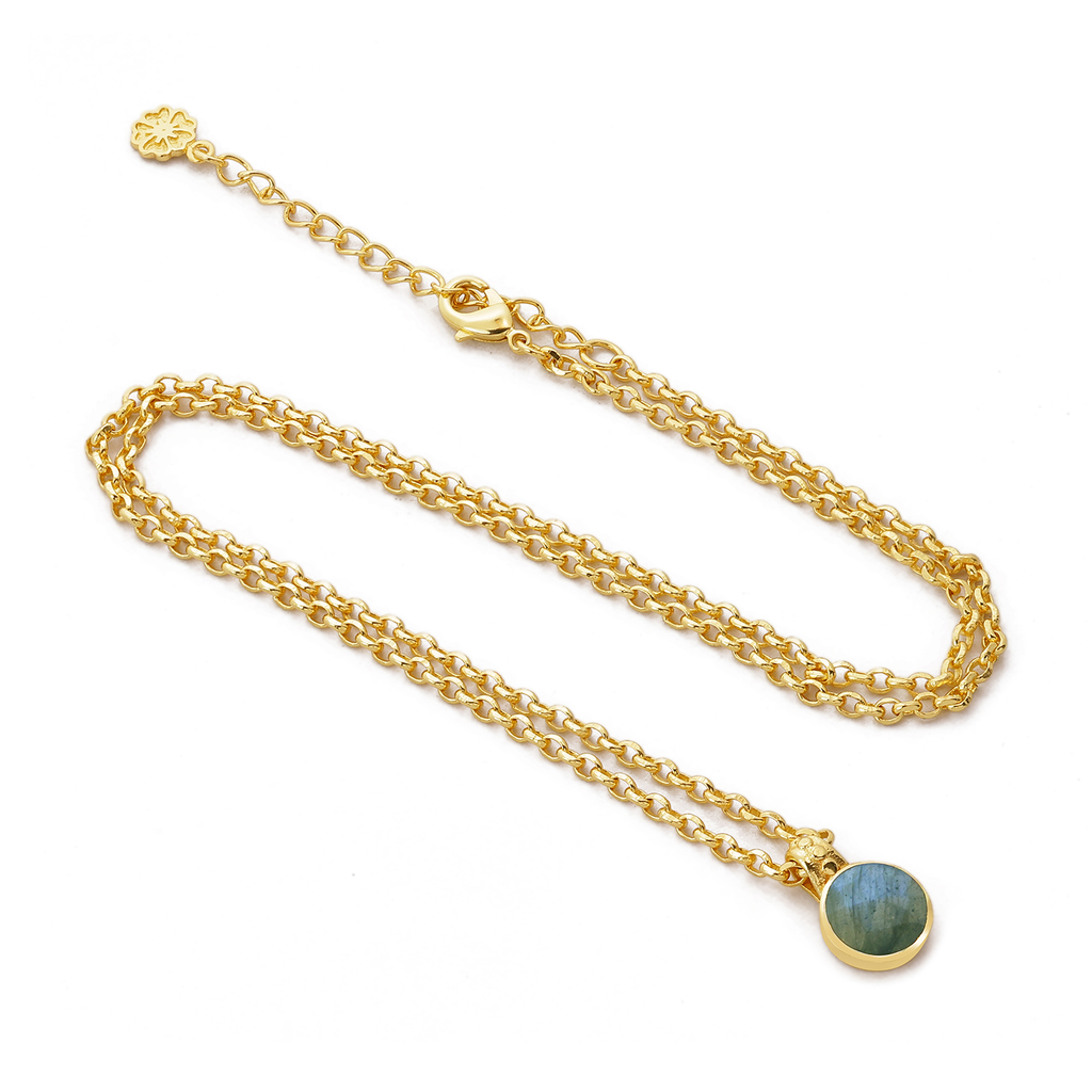 Charis Round Gemstone Necklace Labradorite