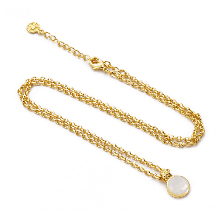 Charis Round Gemstone Necklace Moonstone