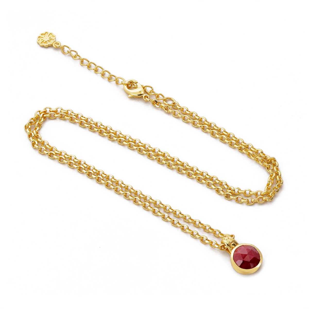 Charis Round Gemstone Necklace Ruby