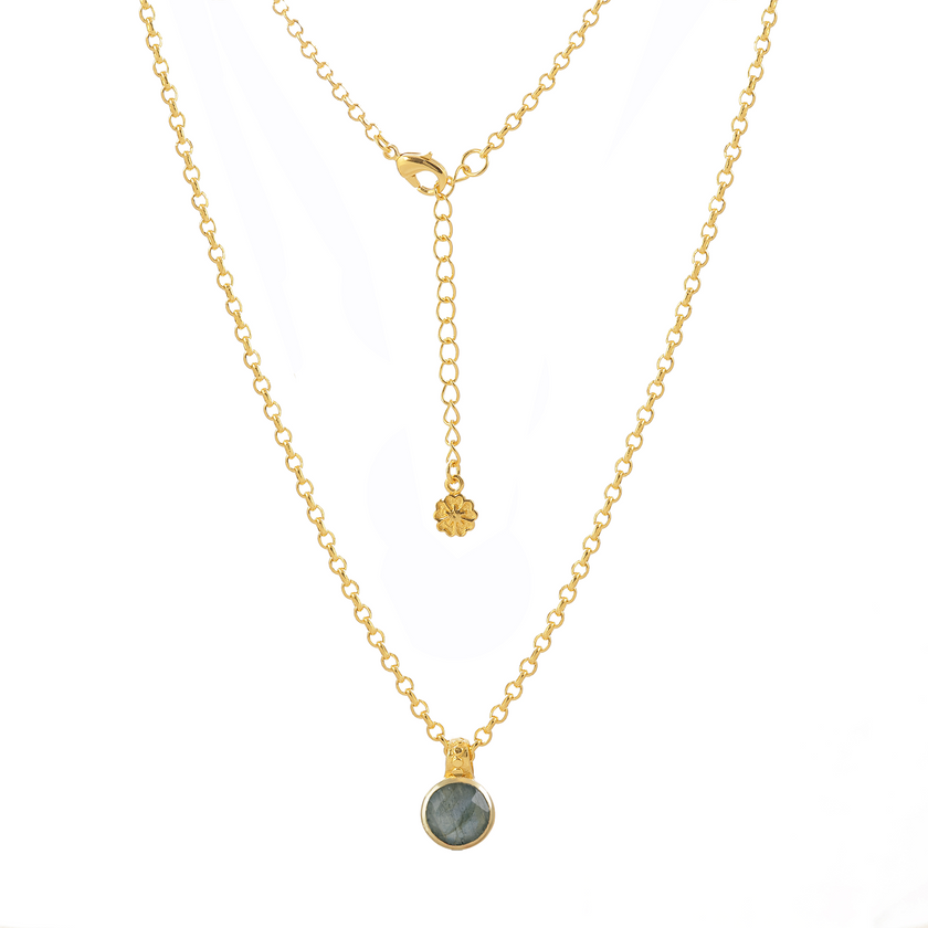 Charis Round Gemstone Necklace Labradorite