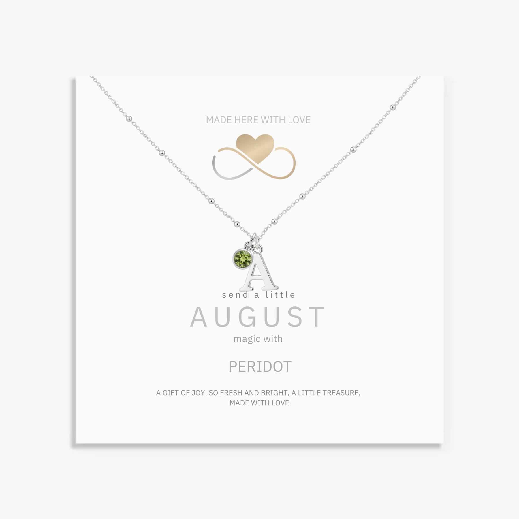 Initial & August Birthstone Necklace | Personalised Peridot Gift