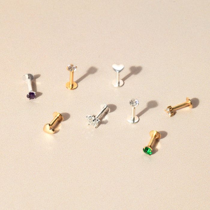 Beginnings Plain Heart Labret Stud Earring
