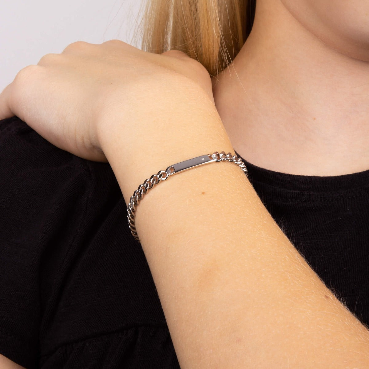 D For Diamond ID-armbandje met diamant
