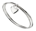 Beginnings Diamond Cut Double Bangle with Heart Tag