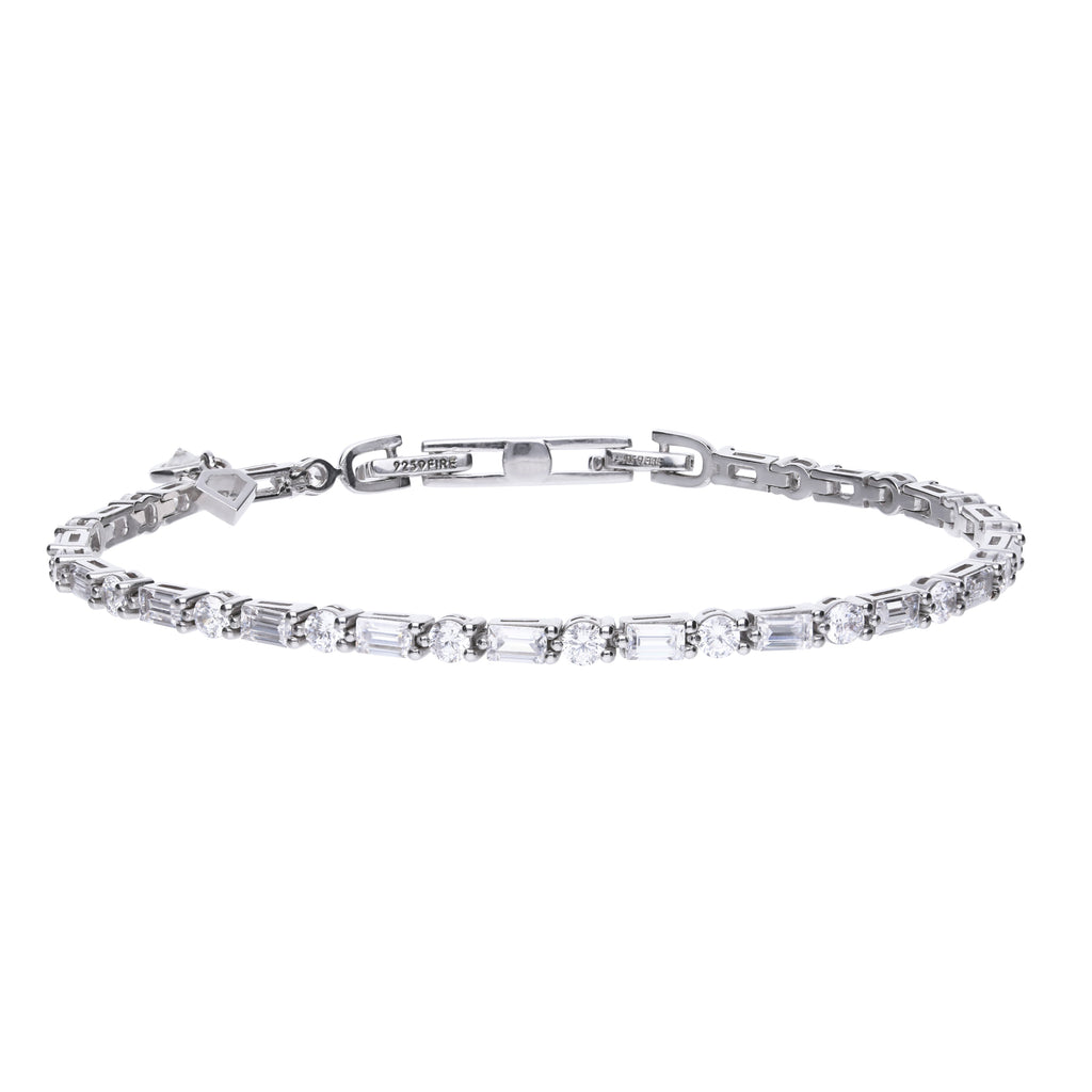 Diamonfire Baguette and Round Zirconia Bracelet