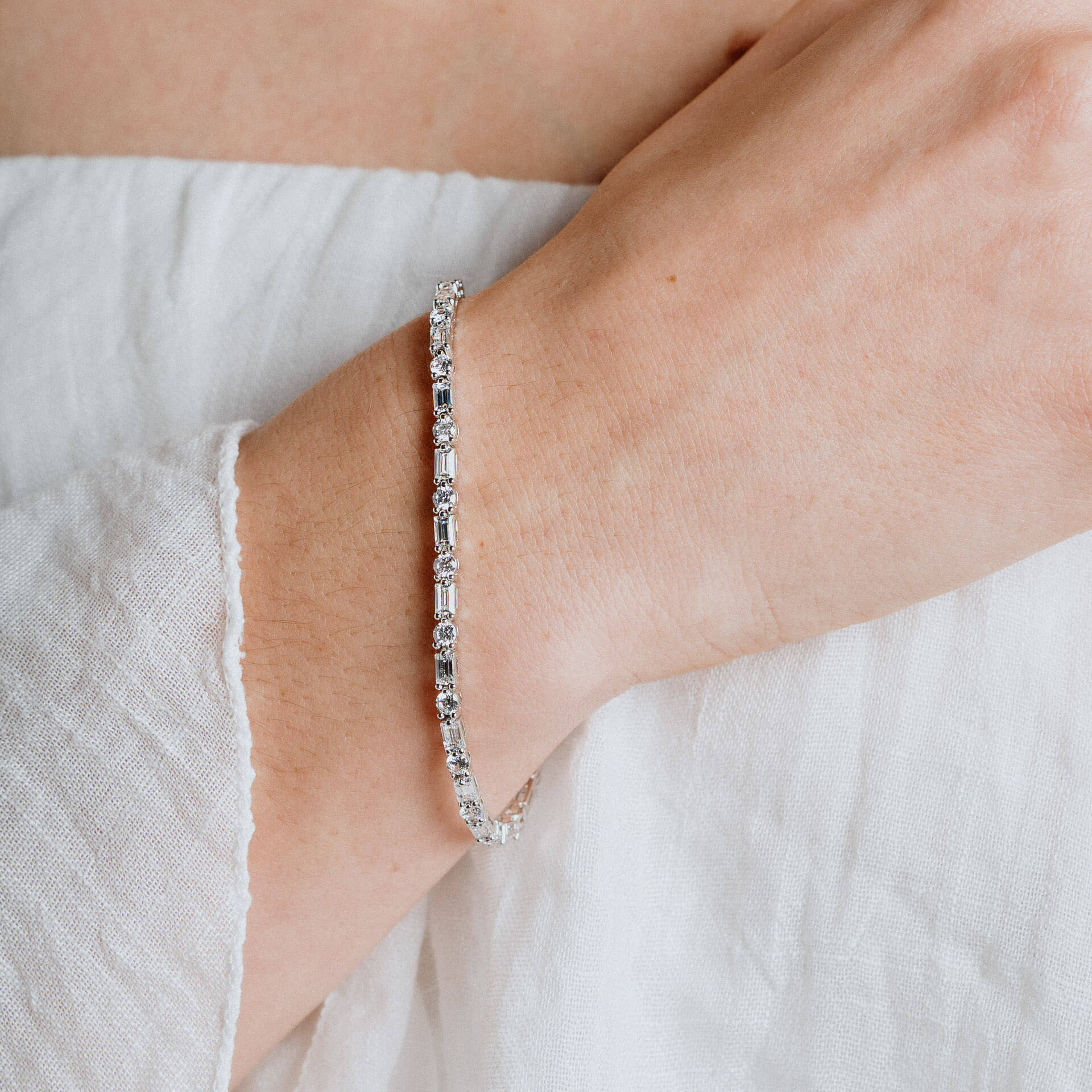 Diamonfire Baguette and Round Zirconia Bracelet