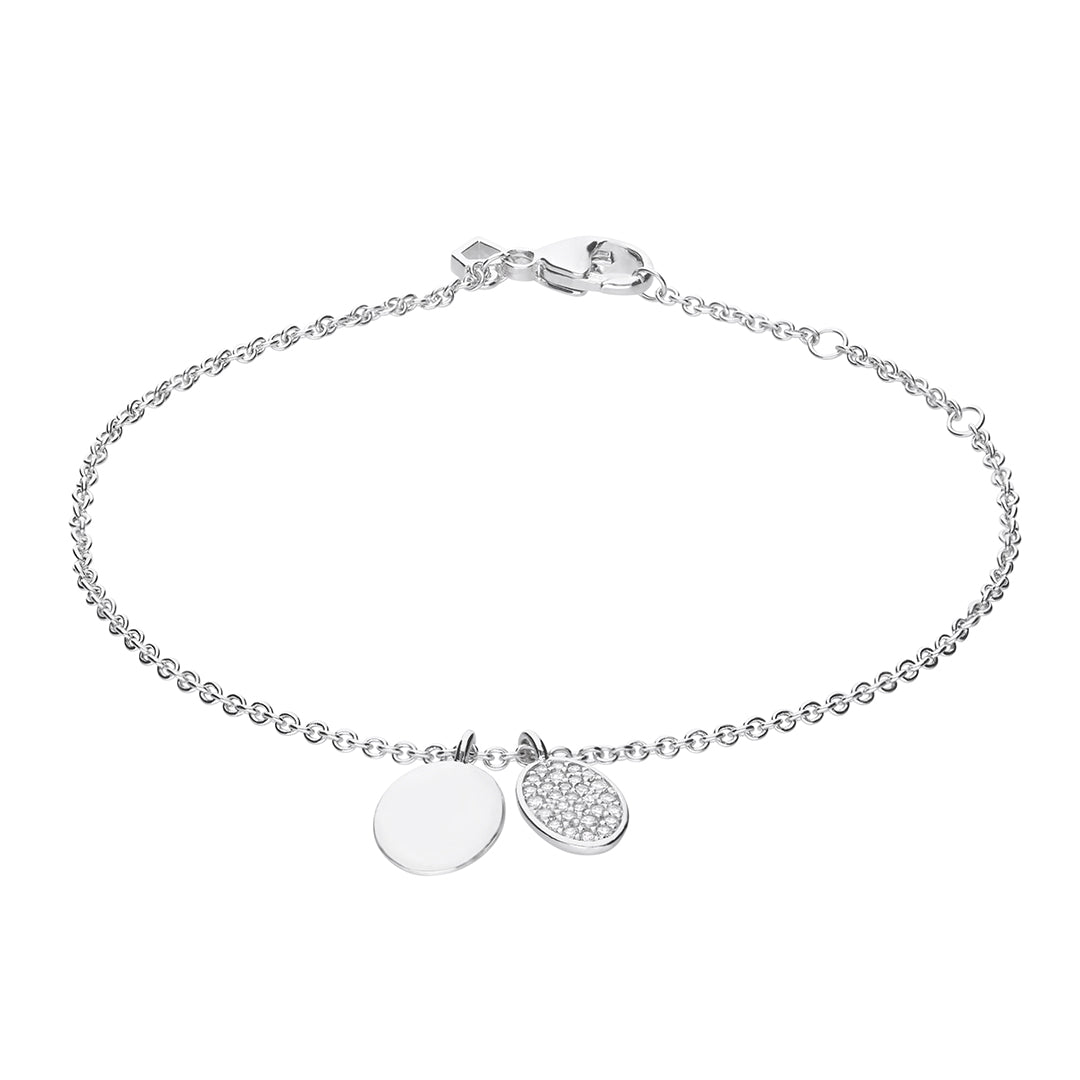 Diamonfire gravierbares Anhängerarmband mit pavébesetztem ovalem Anhänger