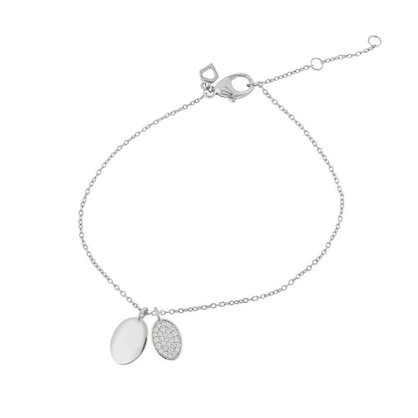 Diamonfire gravierbares Anhängerarmband mit pavébesetztem ovalem Anhänger