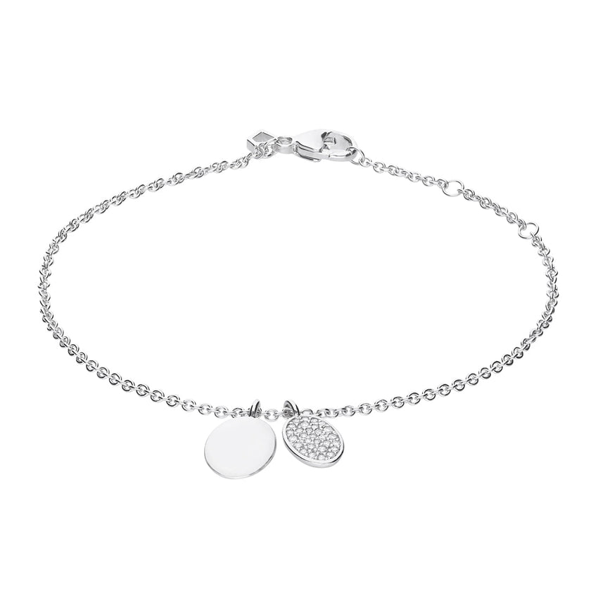 Diamonfire gravierbares Anhängerarmband mit pavébesetztem ovalem Anhänger