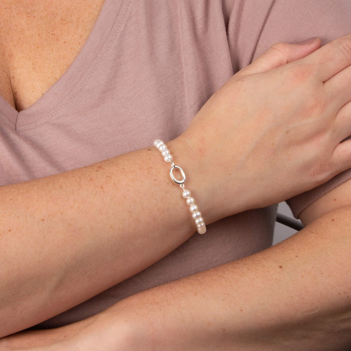 Beginnings White Pearl Charm Bracelet