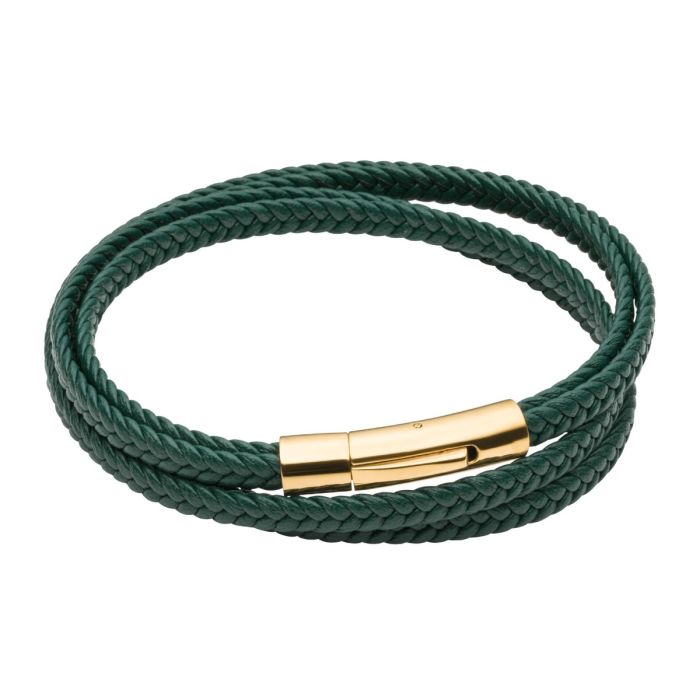 Fred Bennett mehrreihiges geflochtenes grünes Lederarmband
