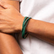 Fred Bennett mehrreihiges geflochtenes grünes Lederarmband