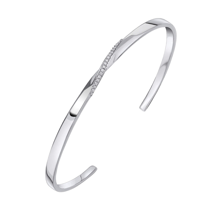 Beginnings Twist Open Bangle with Cubic Zirconia