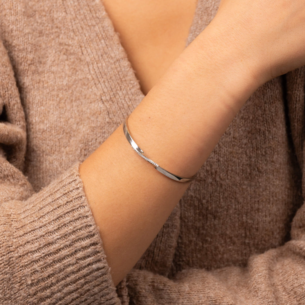 Beginnings Twist Open Bangle with Cubic Zirconia