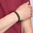 Fred Bennett Khaki Braided Leather Bracelet with Black Clasp