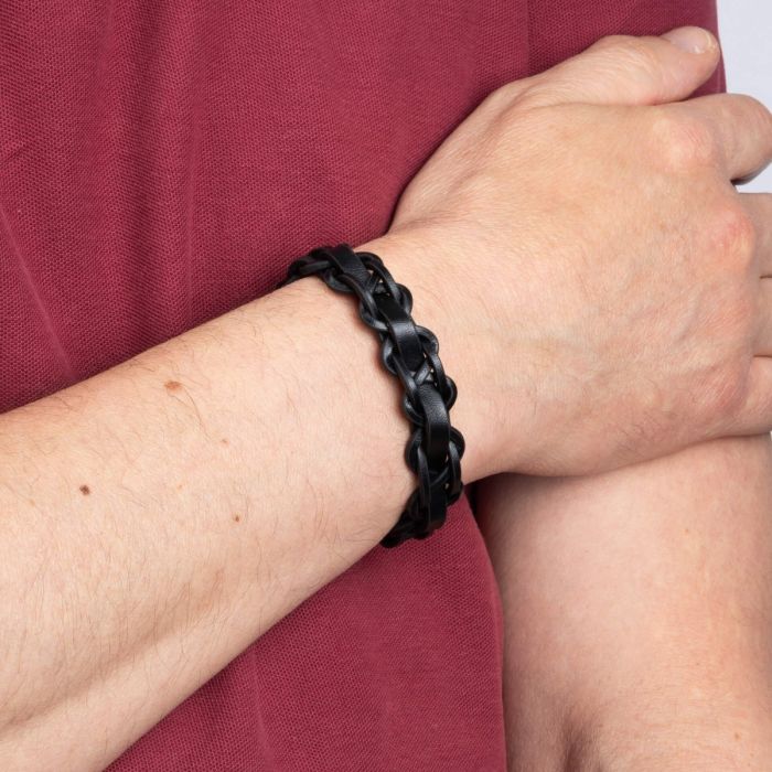 Fred Bennett Thick Braided Leather Bracelet