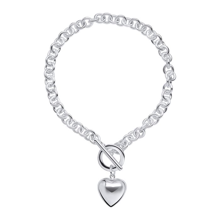 Beginnings Puff Heart T-Bar Chain Bracelet