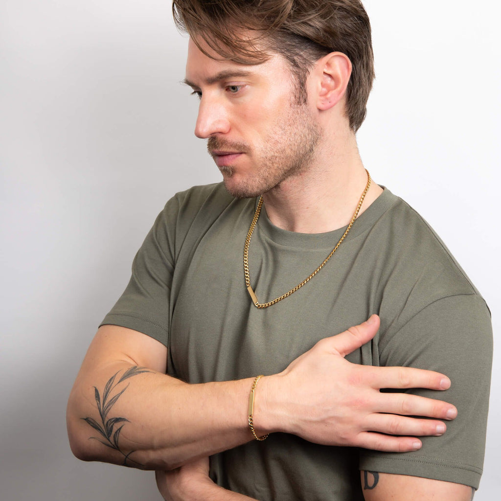 Fred Bennett Chain Necklace with Offset Engravable Bar