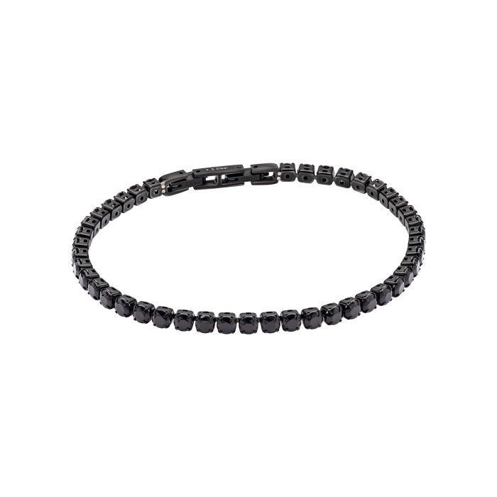 Fred Bennett Black Cubic Zirconia and Stainless Steel Tennis Bracelet