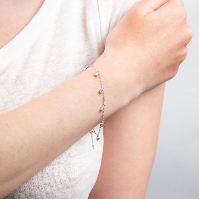 Diamonfire Four Claw Set Zirconia Station Bracelet