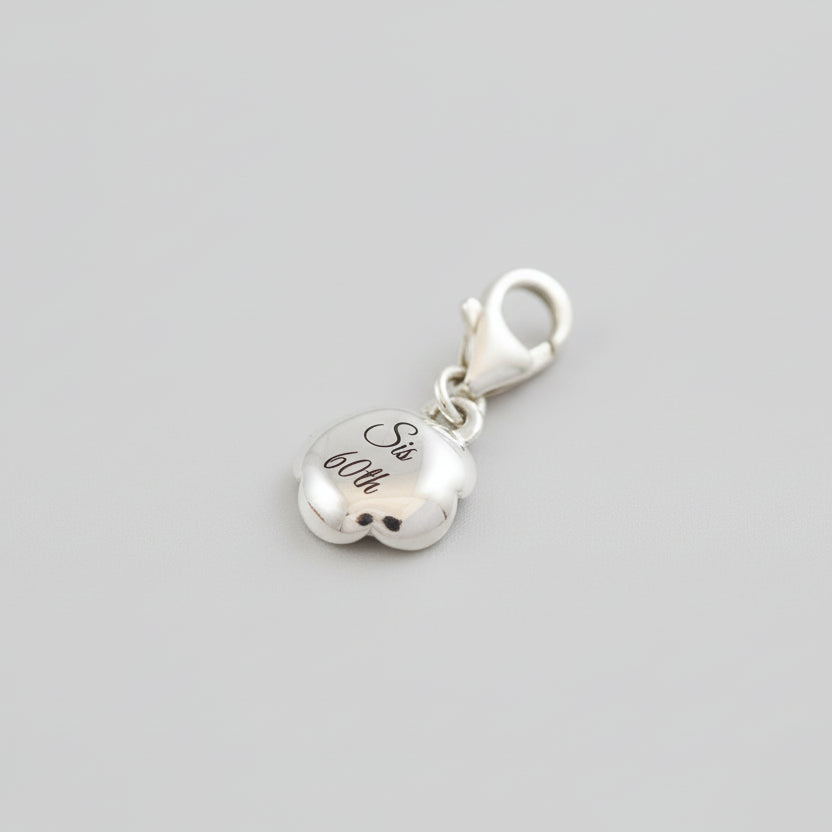 Rose Flower Personalised  Silver Charm