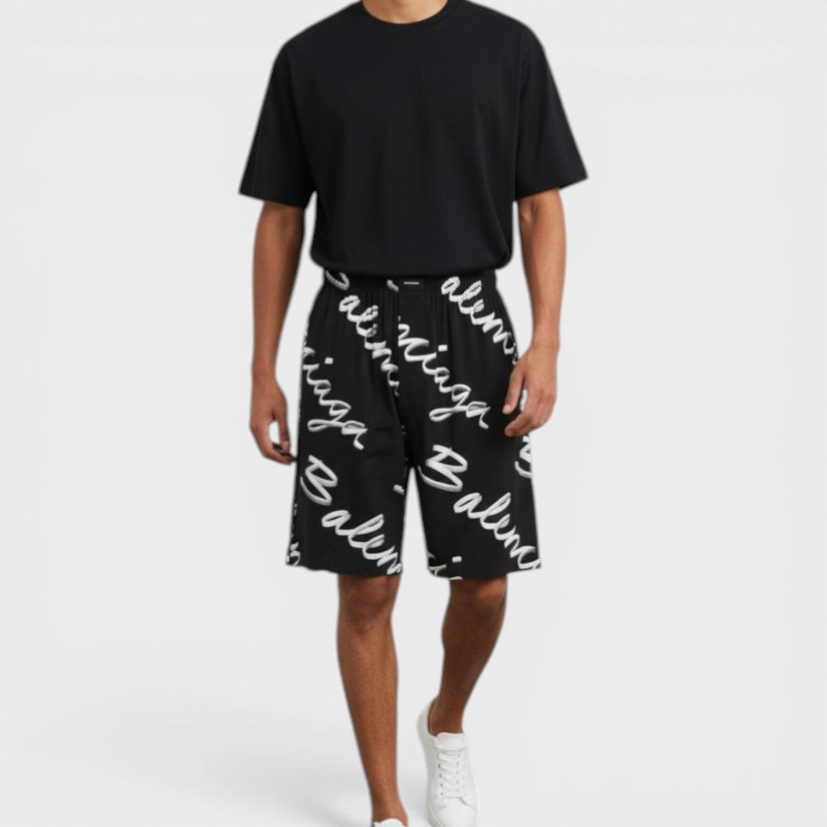 Pyjama Shorts Black White