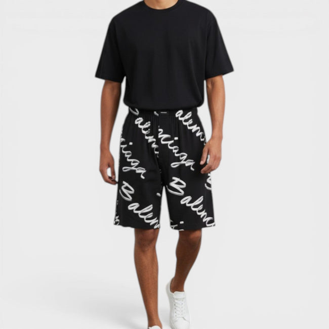 Pyjama Shorts Black White