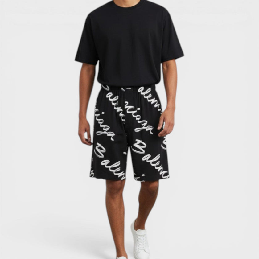 Pyjama Shorts Black White