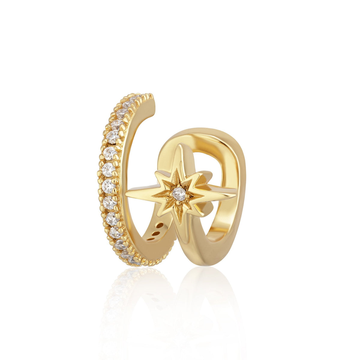 Star Double Band Small Single Ear Cuff