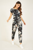 Yumi Black Japanese Floral Tie Jumpsuit