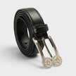 Logo Belt Calf Leather Black Silver