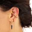 Huggie Earrings With Black Stones
