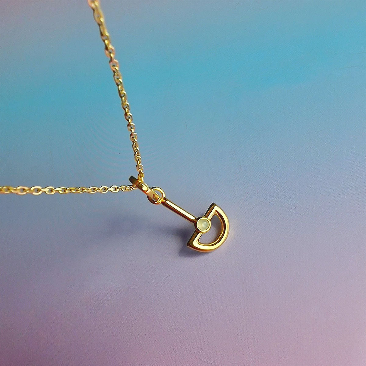 Blue Chalcedony Boat Gold Necklace