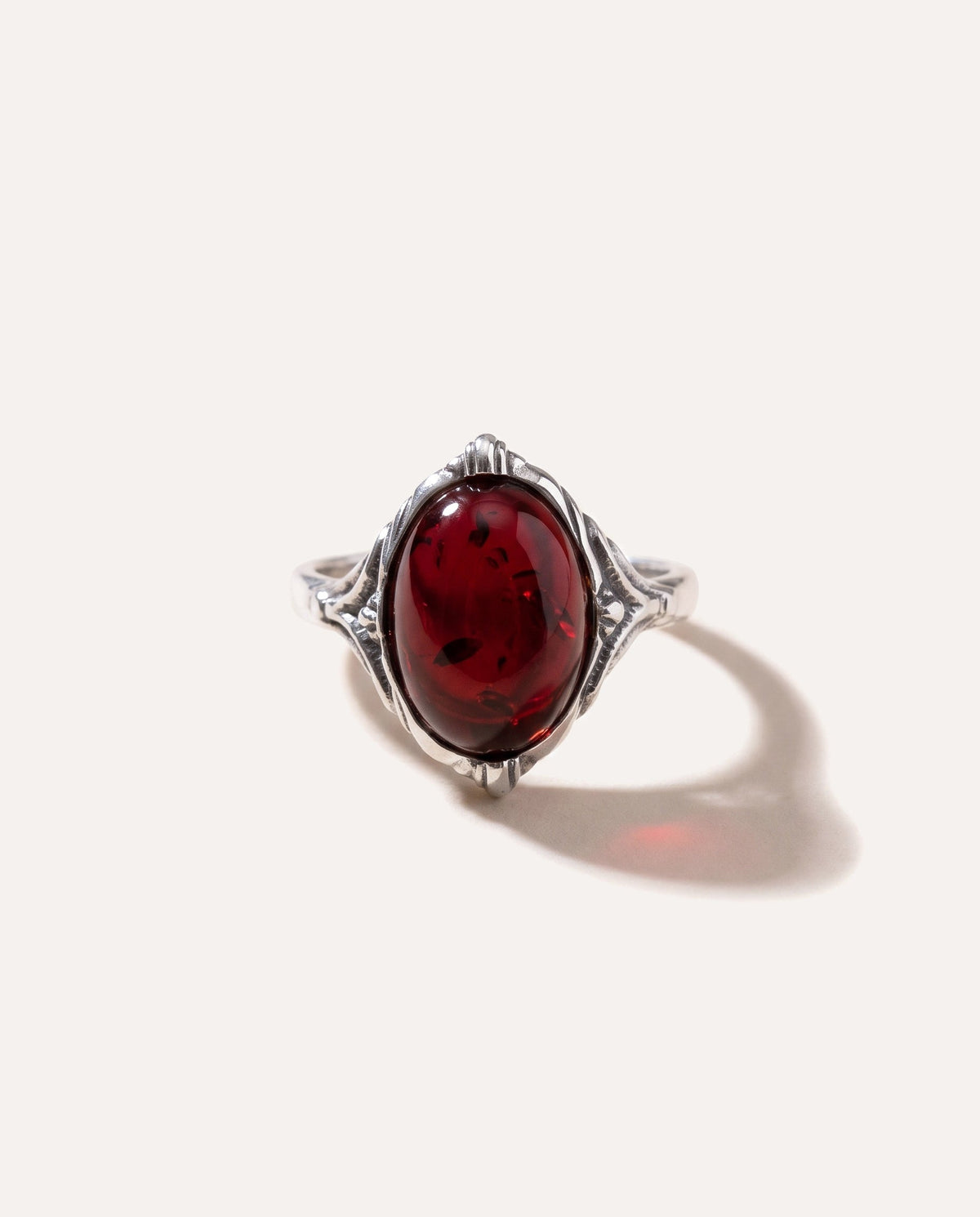Boho Cherry Red Amber Ring