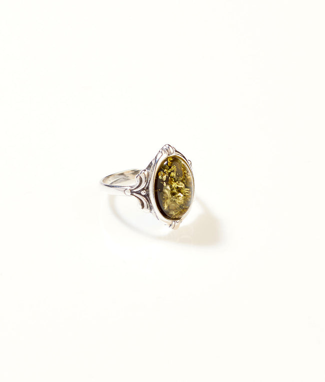 Boho Green Amber Ring
