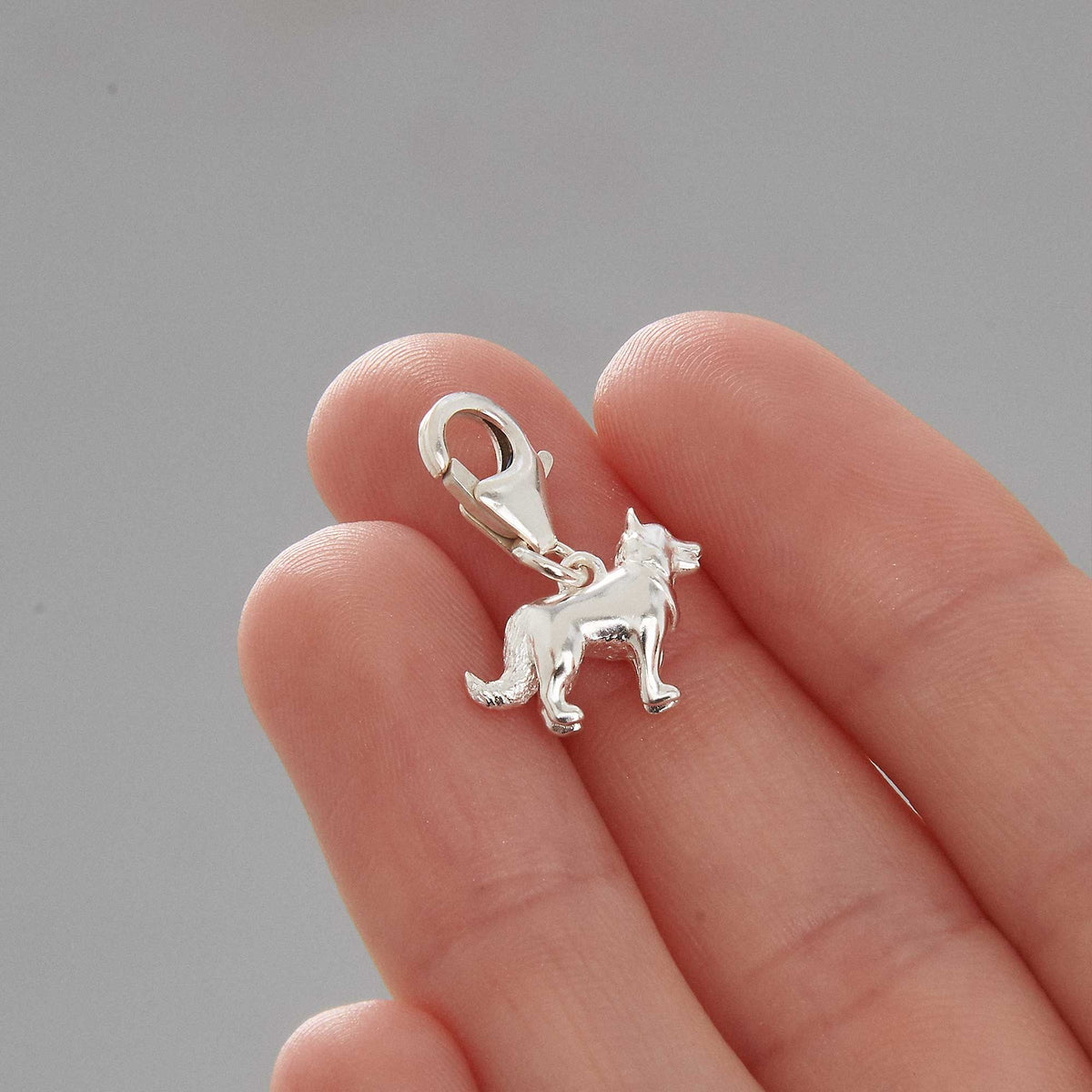 Border Collie Silver Dog Charm